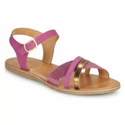 Chaussures Fille Geox - J SANDAL EOLIE GIRL Rose / Doré