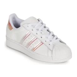Chaussures Fille Adidas Originals - SUPERSTAR J Blanc / Iridescent