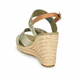 Chaussures Femme Tommy Hilfiger - TOMMY WEBBING HIGH WEDGE SANDAL Kaki -France CHAUSSURES DE SPORT Soldes Boutique 21189992 500 E