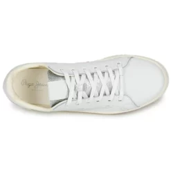 Chaussures Femme Pepe Jeans - MILTON MIX Blanc / Argent -France CHAUSSURES DE SPORT Soldes Boutique 21503973 500 F