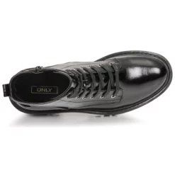 Chaussures Femme Only - ONLBOLD-15 SHINY LACE UP BOOT Noir -France CHAUSSURES DE SPORT Soldes Boutique 22579139 500 F