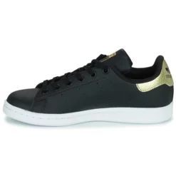 Chaussures Fille Adidas Originals - STAN SMITH J Noir / Doré -France CHAUSSURES DE SPORT Soldes Boutique 22969698 500 D