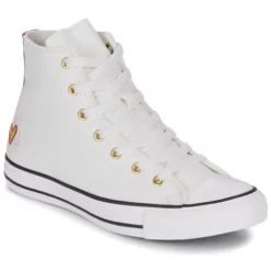 Chaussures Fille Converse - CHUCK TAYLOR ALL STAR HI Blanc / Doré / Rouge