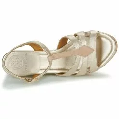 Chaussures Femme Unisa - LATRE Doré / Beige -France CHAUSSURES DE SPORT Soldes Boutique 24682664 500 F