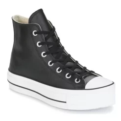 Chaussures Femme Converse - CHUCK TAYLOR ALL STAR LIFT CLEAN LEATHER HI Noir