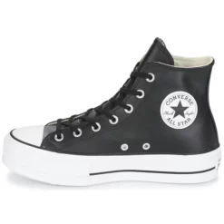 Chaussures Femme Converse - CHUCK TAYLOR ALL STAR LIFT CLEAN LEATHER HI Noir -France CHAUSSURES DE SPORT Soldes Boutique 8151804 500 D